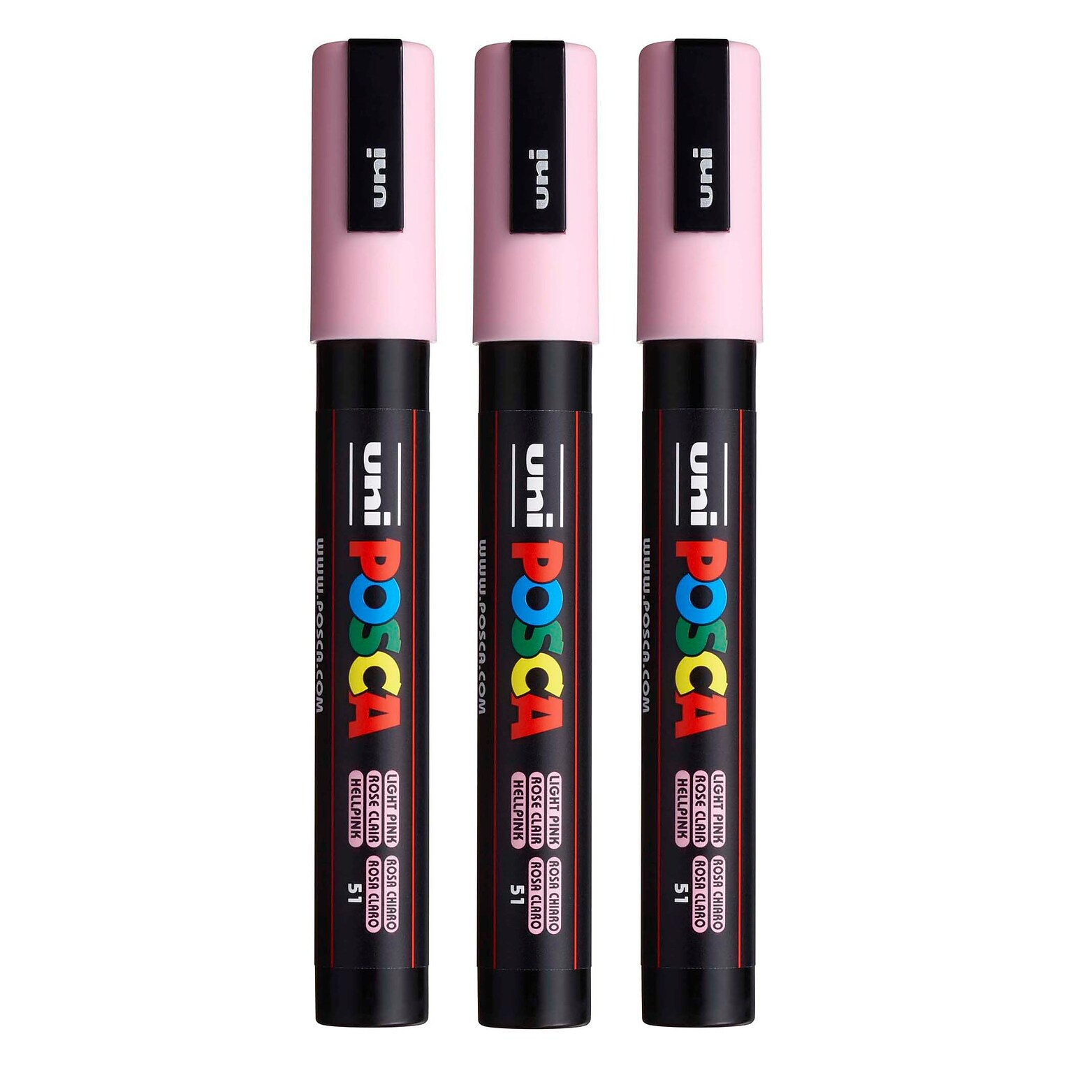 POSCA PC-5M Water Based Paint Marker, Reversible Medium Tip, Light Pink, 3/Pack (UBCPC5MLPINK-3)