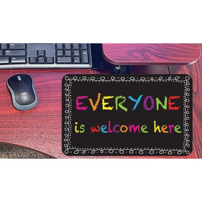 Ashley Smart Poly Computer Mouse Pad, 8" x 10", Everyone is Welcome Here, Chalk Loop, 6/Pack (ASH12508-6)