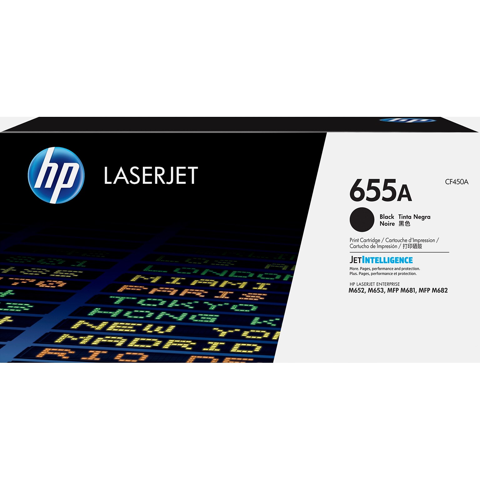 HP 655A Black Standard Yield Toner Cartridge, Prints Up to 12,500 Pages (CF450A)