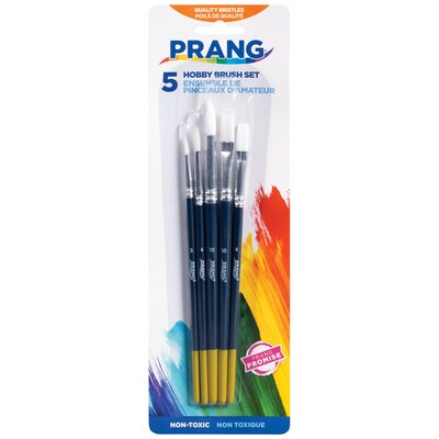 Prang Hobby Brush Set, Wood Handles with Metal Ferrules, Assorted Sizes, 5/Set (94005)