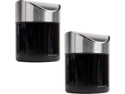 Mind Reader Metal Countertop Trash Can with Swivel Lid, 0.40 Gallon, Black, 2/Set (2GARBASK-BLK)