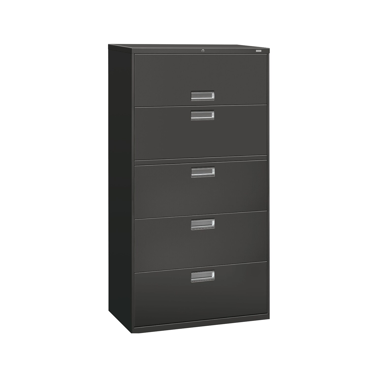 HON® Brigade 600 Series Lateral File Cabinet, A4/Legal/Letter, 5-Drawer, Charcoal, 19 1/4D (685LS)
