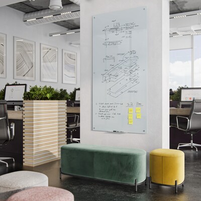 U Brands Glass Dry-Erase Whiteboard, 6' x 3' (00123AANNN)