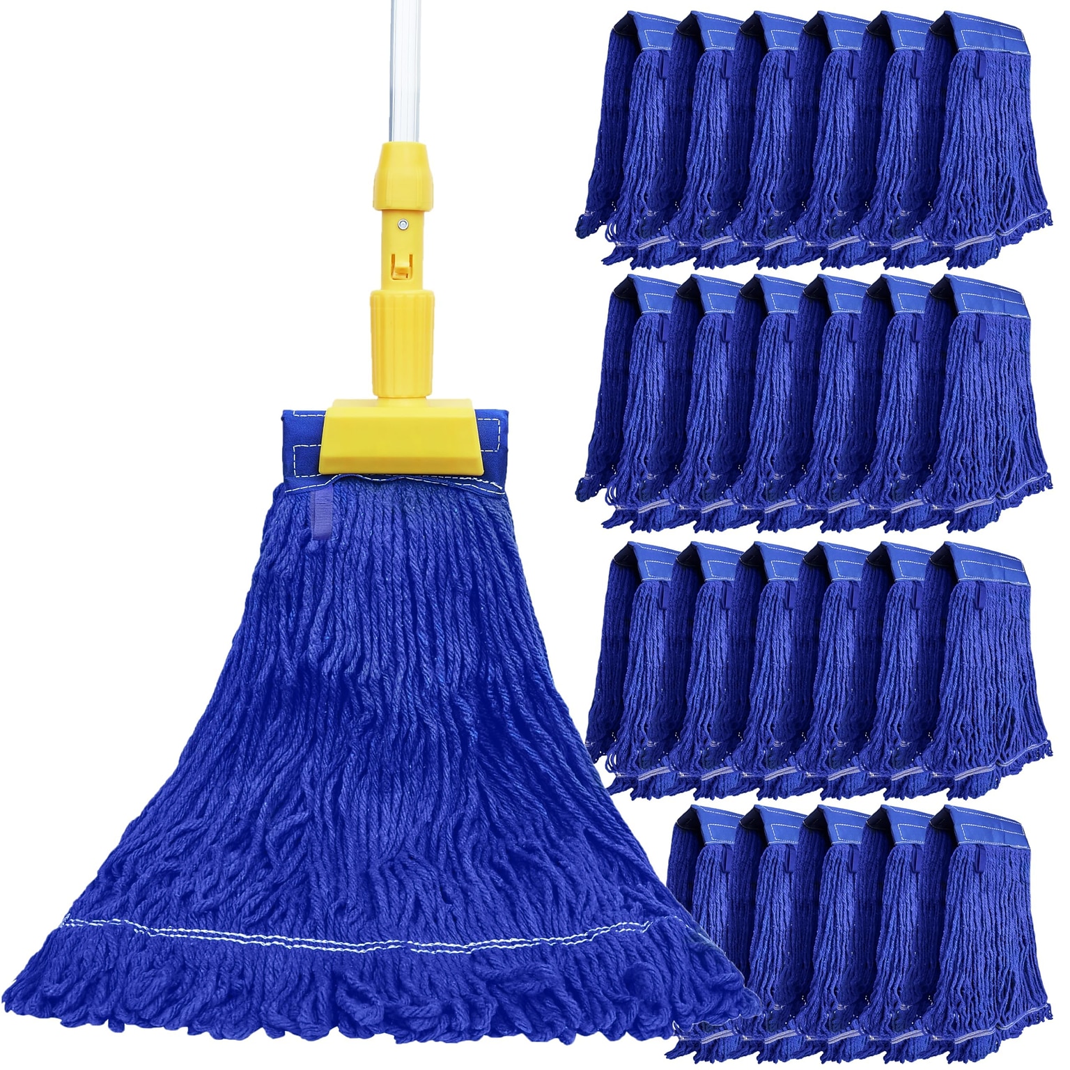 BISON LIFE Kleen Handler  Blend Heavy Duty String Mop Head, Dark Blue, 24/Pack (BPHD-LEM-BD-DBL-32-1-24A)