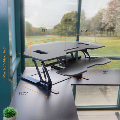 Mount-It! 43"W Manual Corner Adjustable Standing Desk Converter, Black (MI-7958A)