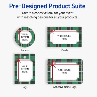 Avery Silver-Green Plaid Matte Blank Card, White, 20/Pack (S00-FJ5)