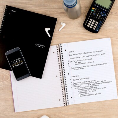 Five Star 1-Subject Notebook, 8.5" x 11", College Ruled, 100 Sheets, Black (72057)