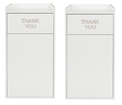 Alpine Industries Wood Trash Can Enclosure with Tray Top, 40 Gallon, White, 2/Pack (476-WHI-2PK)