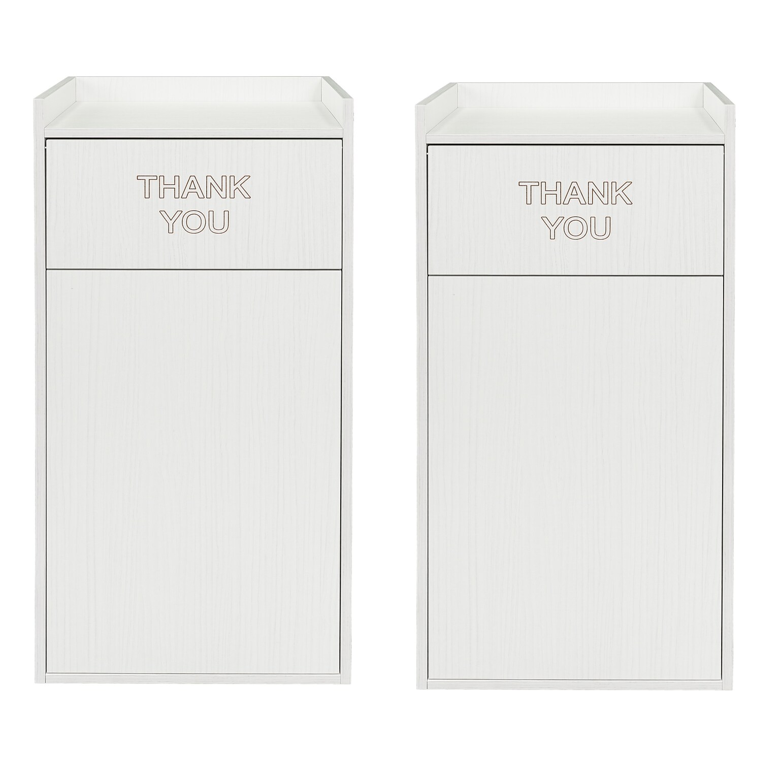 Alpine Industries Wood Trash Can Enclosure with Tray Top, 40 Gallon, White, 2/Pack (476-WHI-2PK)
