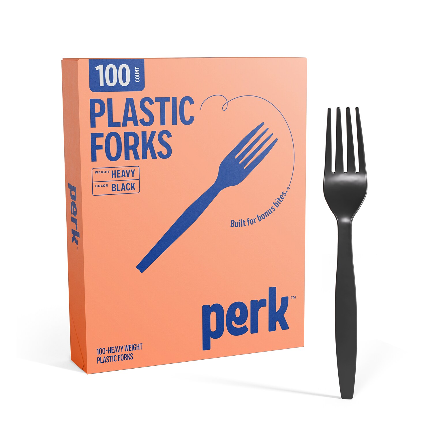 Perk™ Polystyrene Fork, Heavy-Weight, Black, 100/Pack (PK56392)