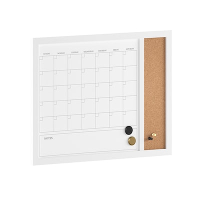 Martha Stewart Everette Magnetic Cork-Dry Erase Monthly Calendar Combo Set, Engineered Wood Frame, 24"x18" (BRPMCO4C14561WT)