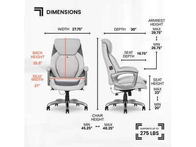 Sharper Image S-600 Active Lumbar Heated Ergonomic Bonded Leather Swivel Executive Massage Chair, Off-White (60098-OWHT)