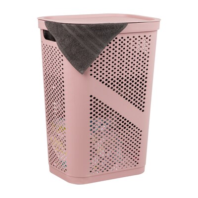 Mind Reader 15.85-Gallon Slim Laundry Hamper with Lid, Plastic, Pink (HBIN60-PNK)