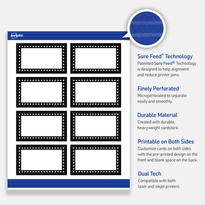 Avery Black & White Polka Dots Matte Blank Card, White, 80/Pack (S00-D28)