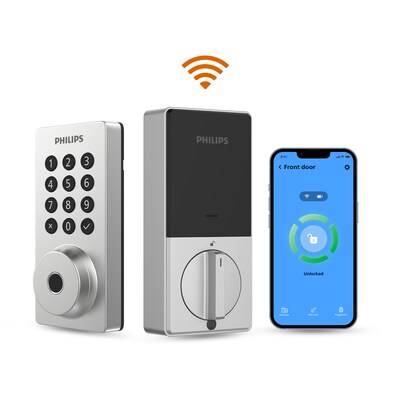 Philips Smart Wi-Fi Door Lock with Push Button Lighted Keypad and Lever Set