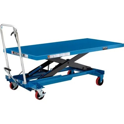 Global Industrial Long Deck Mobile Scissor Lift, Oversized 63 x 32 Platform, 1100 Lb Capacity (988932)