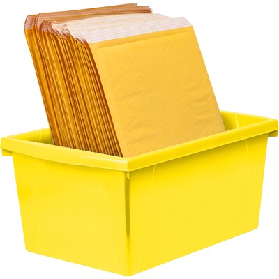 Storex Plastic Medium Classroom Storage Bin, 16.75"x 11.87"x 8.28", Yellow, Pack of 2 (STX61484U06C-2)