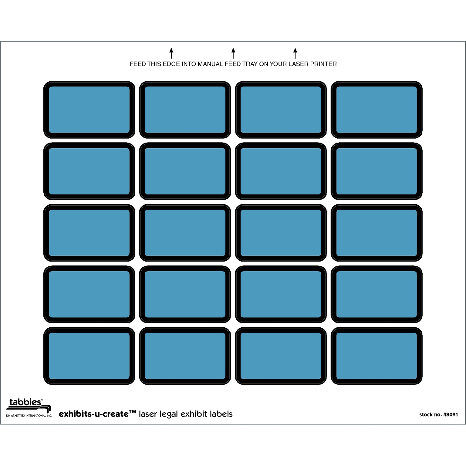 Tabbies Exhibits-U-Create Labels, Blank, 1 X 1 5/8, Blue, 240/Pack (48091)