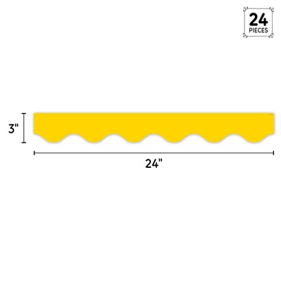 Creative Teaching Press Core Decor EZ Border, 3" x 2', Yellow Wavy, 24/Pack, 3 Packs/Bundle (CTP11065-3)