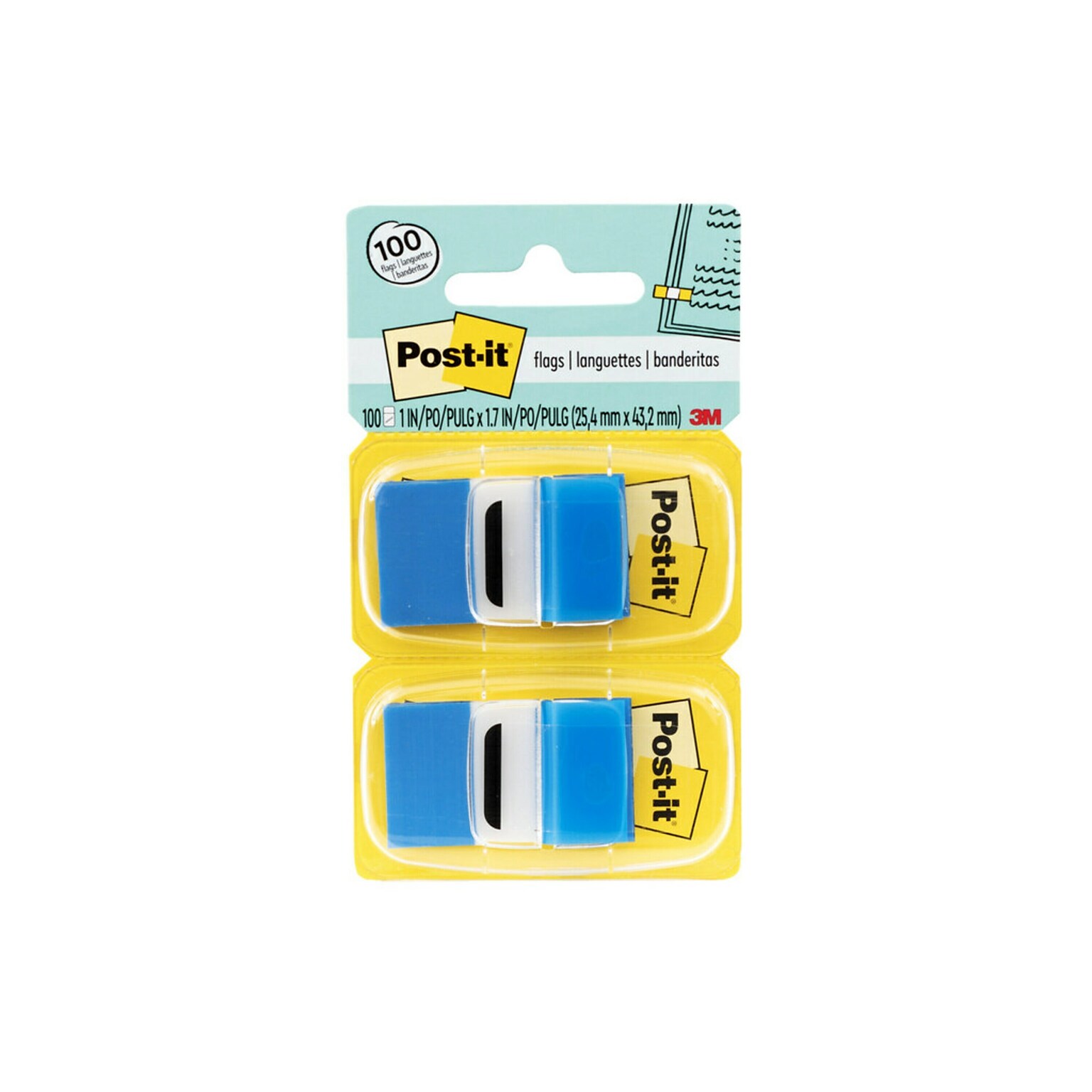 Post-it® Flags Value Pack, 1 x 1.7, Blue, 50 Flags/Dispenser, 12 Dispensers/Box (680-BE12)