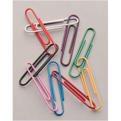 Quill Brand Jumbo Vinyl-Coated Paper Clips, Assorted, 200/Tub