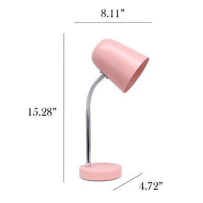 Simple Designs Sleek Essentials LED Desk Lamp, 15.28", Blush Pink (LD1075-BPK)