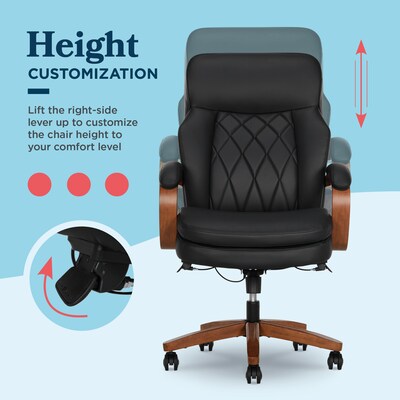 La-Z-Boy Colston Ergonomic Vegan Leather Swivel Executive Chair, Black (60120-BLK)