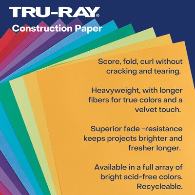 Tru-Ray 12" x 18" Construction Paper, Shocking Pink, 50 Sheets/Pack, 5 Packs/Bundle (PAC103045-5)