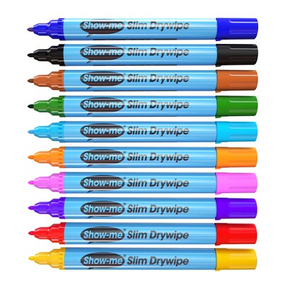 Show-me Slim Barrel Dry Erase Markers, Fine Tip, Assorted Colors, 10/Pack (EPTFPSDP10A)
