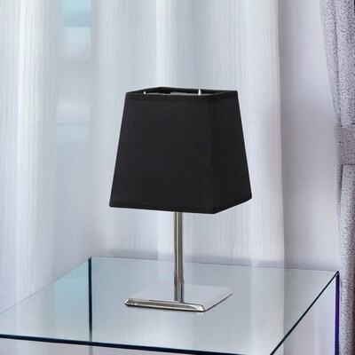 Creekwood Home Square Chrome 9.65" LED Table Lamp, Black (CWT-1013-BK)