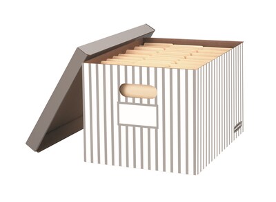 Bankers Box Stor/File Medium Duty 60% Recycled FastFold Corrugated File Box with Lid, Letter/Legal Size, Black/Gray, 4/Carton
