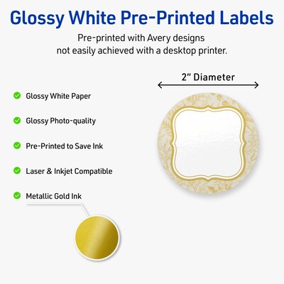 Avery Round Laser/Inkjet Multipurpose Labels, 2, White, 120/Pack (19479371084)