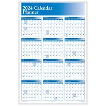 2024 ComplyRight 24 x 36 Yearly Dry Erase Wall Calendar, Reversible, Blue (J0056BL)