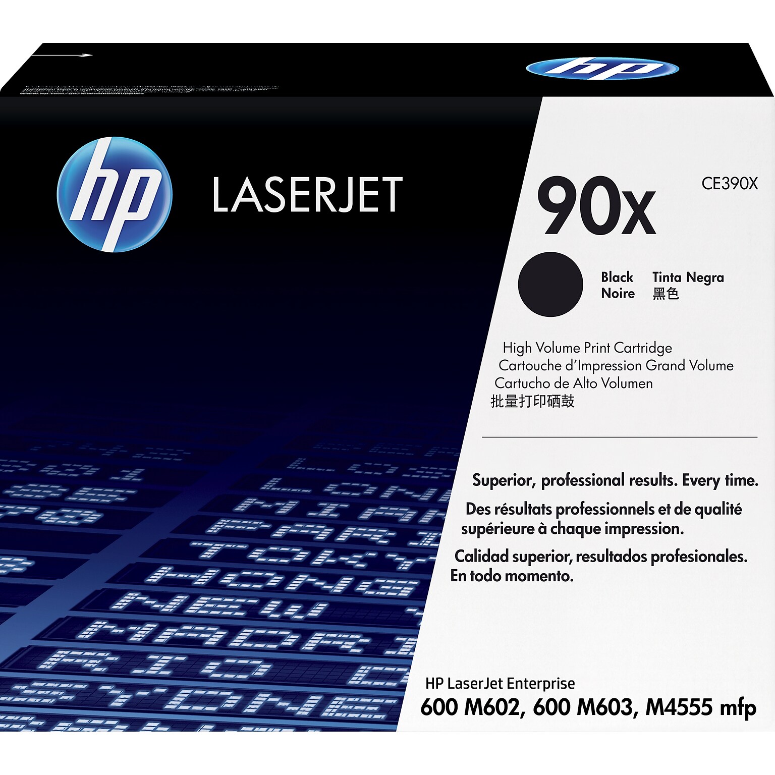 HP 90X Black High Yield Toner Cartridge, Prints Up to 24,000 Pages (CE390X)