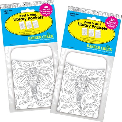 Barker Creek Color Me Library Pockets, 5.125 x 3.5, 60/Set (BC3843)