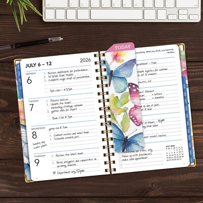 2026-2027 Excello Brands 5 x 8 Academic Weekly & Monthly Planner, Paperboard Cover, Watercolor Butterflies (NAY27-58LP-33)