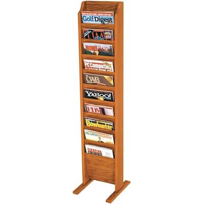 Wooden Mallet Solid Wood Literature Display Units; 49x12x12, Oak, 10-Pocket, Free-Standing