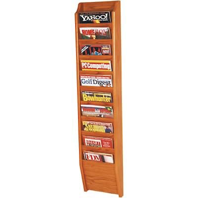 Wooden Mallet Solid Wood Literature Display Unit; 48x10 1/2x3 3/4, Oak 10-Pkt Wall Magazine Rack