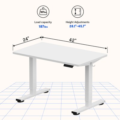 FlexiSpot E2 42''W Electric Adjustable Standing Desk, White (E2W4224W)