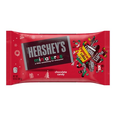 HERSHEYS Miniatures Assorted Chocolate Christmas Candy Bag, 9.9 oz (HEC48168)