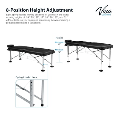 Viva Comfort Align Portable Nylon Treatment Massage Exam Table, 450lbs. Capacity, Black (925-01-BLK-MK)