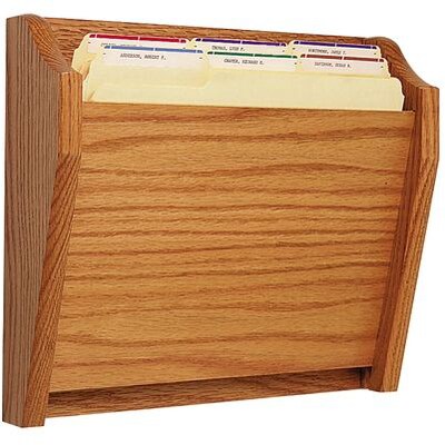 Wooden Mallet Solid Wood Literature Display Racks; Oak, 1-Pocket Wall Chart Holder