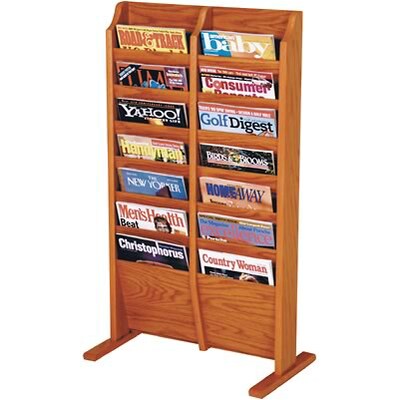 Wooden Mallet Solid Wood Literature Display Units; 37x22x12, Oak, 14-Pocket, Free-Standing