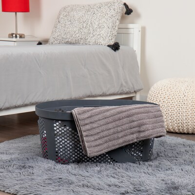 Mind Reader Wide Plastic Laundry Basket, Gray (HHAMP40-GRY)
