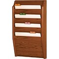 Wooden Mallet Solid Wood Literature Display Racks; Oak, 4-Pocket Wall Chart Holder