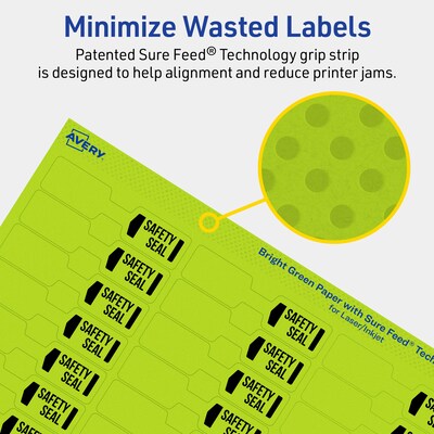 Avery Printable Decorative Edge Multipurpose Labels, 0.5" x 2.5", Bright Green, 450/Pack (94749)