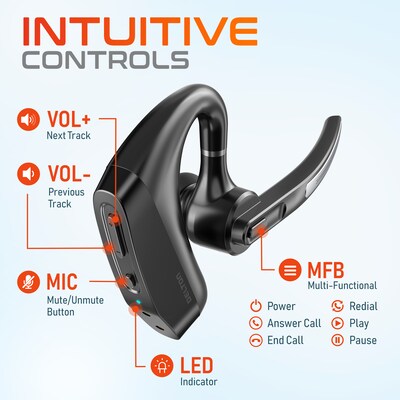 Delton K130 Wireless Noise Canceling Bluetooth Computer Earbud Headset, MS Teams, Black (DBHK130)