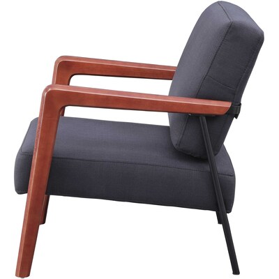 Lorell Upholstered Rubber Wood Lounge Chair with Fabric Cushions, Black (LLR67000)