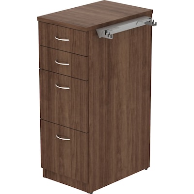 Lorell Relevance 4-Drawer Vertical File Cabinet, Letter Size, Lockable, 41.37"H x 15.5"W x 23.6"D, Walnut Laminate (LLR16236)