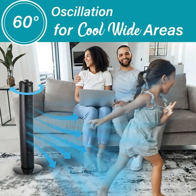 Brentwood 32" Oscillating Portable Tower Fan, 3-Speed, Black (F-32TBK)